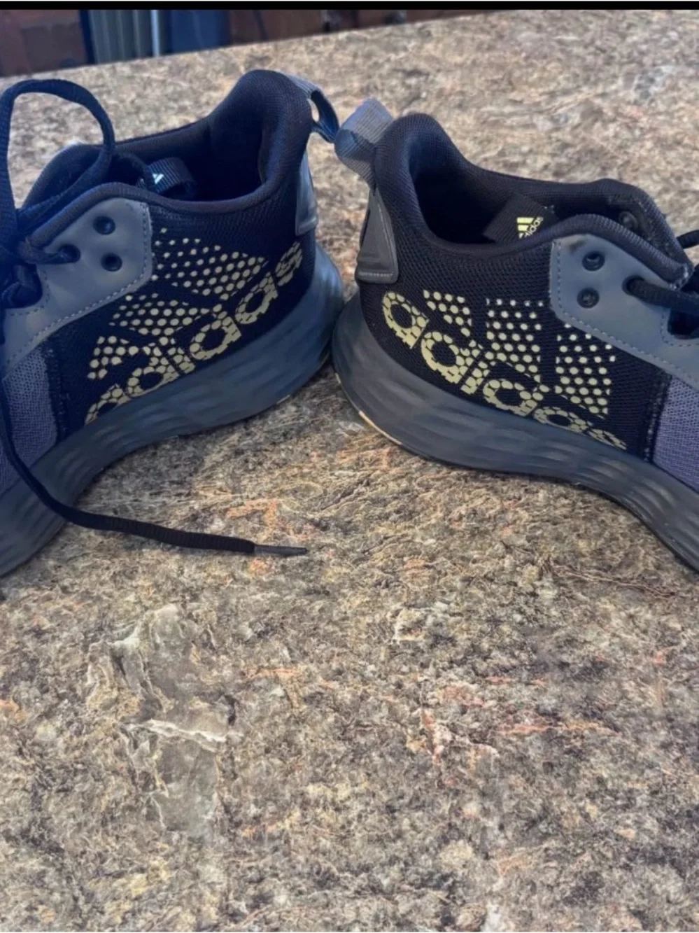 adidas Men's Black and Gray Athletic Sneakers with Subtle Gold Accents